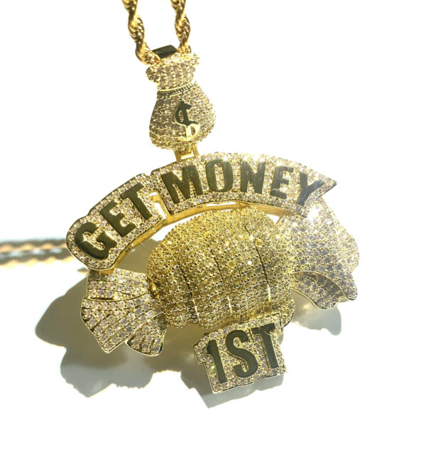 icediamond 14k creative get money first inspiring necklace