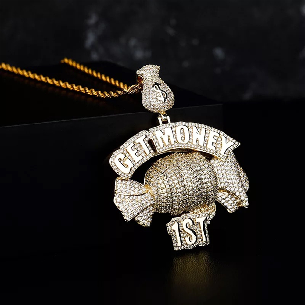 icediamond 14k creative get money first inspiring necklace