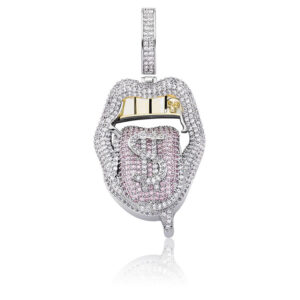 icediamond iced out blazing dollar tongue creative pendant necklace