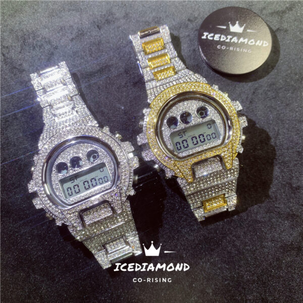 45mm iced out cz diamond led digital watch | fashion hip hop jewelry for men