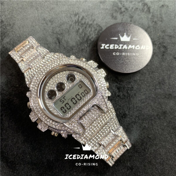 45mm iced out cz diamond led digital watch | fashion hip hop jewelry for men