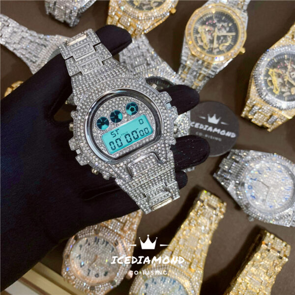 45mm iced out cz diamond led digital watch | fashion hip hop jewelry for men