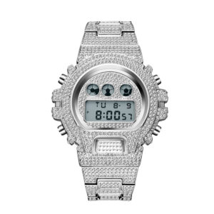 45mm iced out cz diamond led digital watch | fashion hip hop jewelry for men