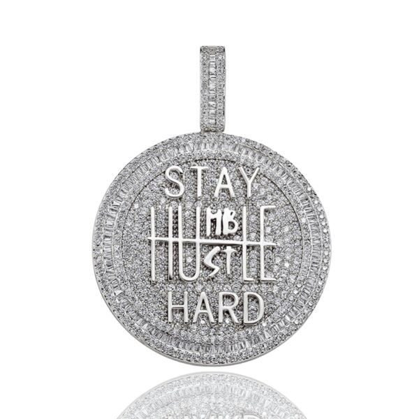 icediamond 14k gold plated stay humble hustle hard encourage pendant necklace