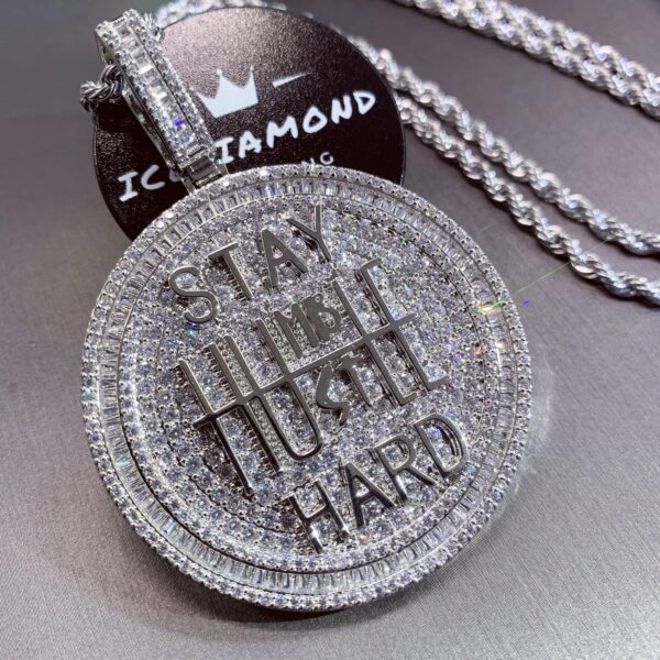 icediamond 14k gold plated stay humble hustle hard encourage pendant necklace