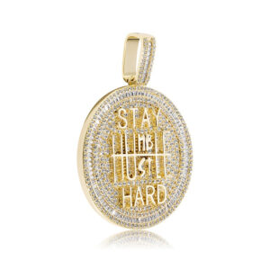 icediamond 14k gold plated stay humble hustle hard encourage pendant necklace